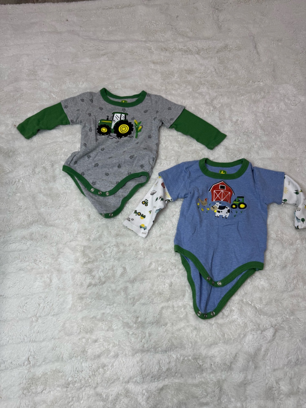 John Deere  Tractor Long-Sleeve Baby One-Piece Bodysuit Bundle